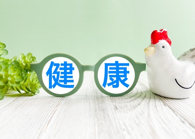 健康文字画像と鶏